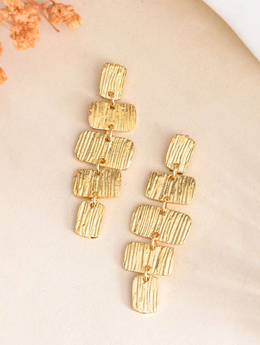 women gold metal drop earrings