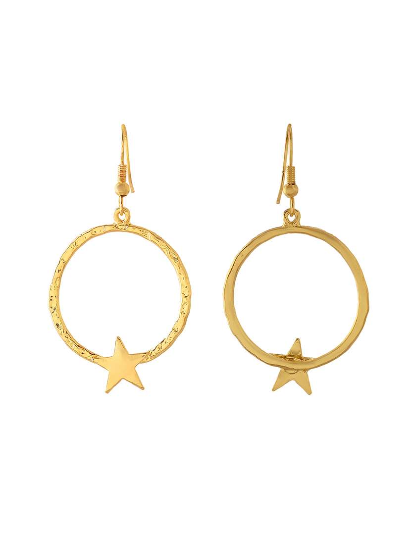 women gold metal drop earrings - 21720269 -  Standard Image - 3
