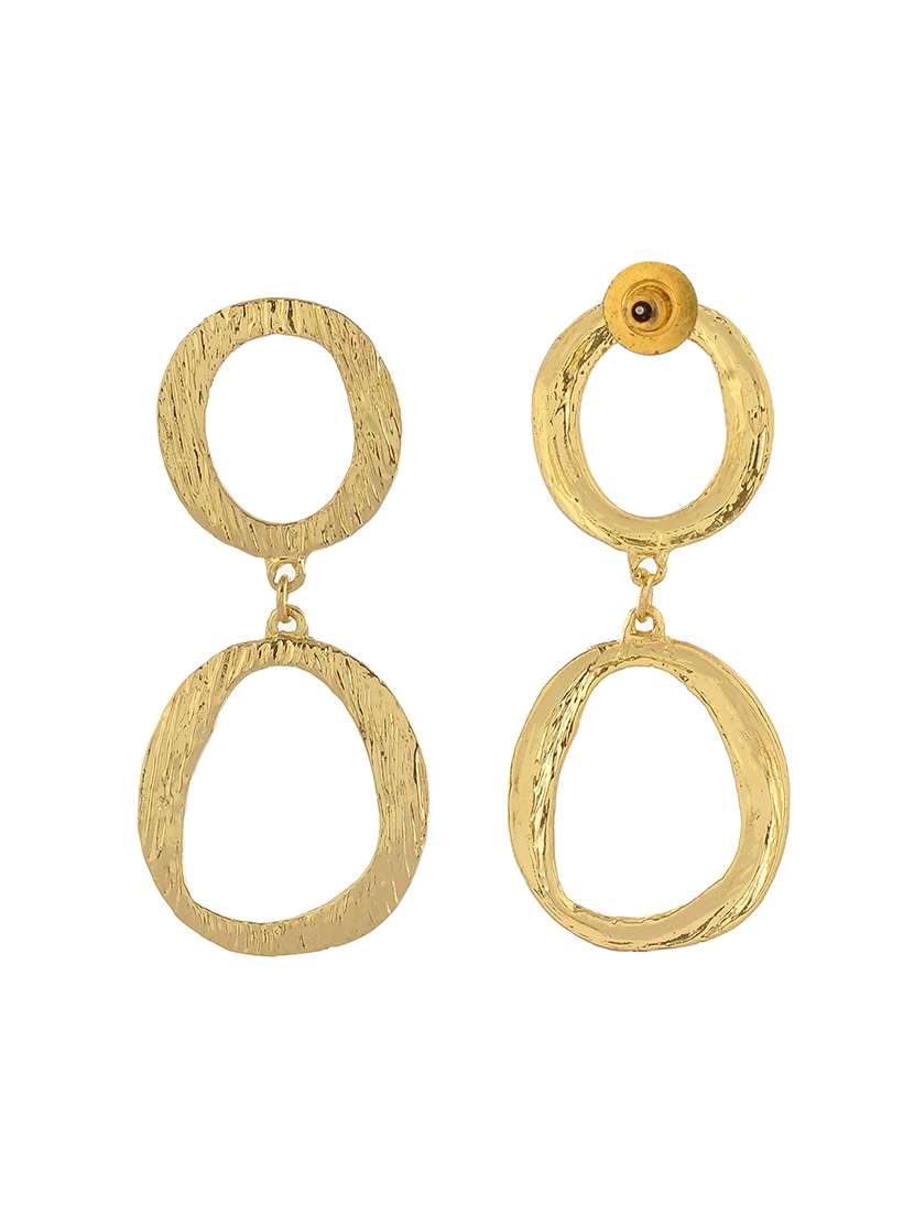 women gold metal drop earrings - 21720272 -  Standard Image - 3