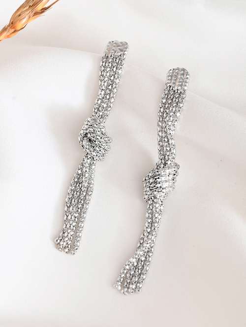 women silver metal drop earrings - 21720275 -  Standard Image - 0