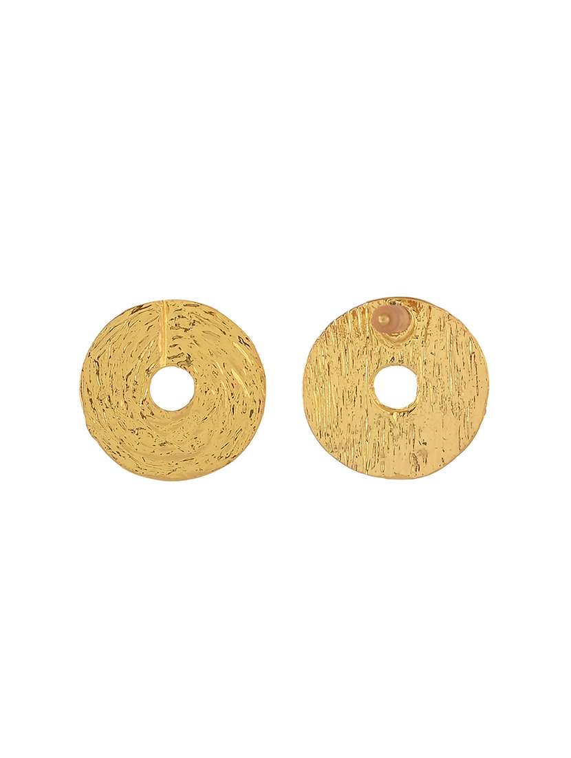 women gold metal studs earrings - 21720279 -  Standard Image - 3