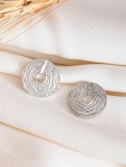 women silver metal studs earrings - 21720280 -  Standard Image - 0