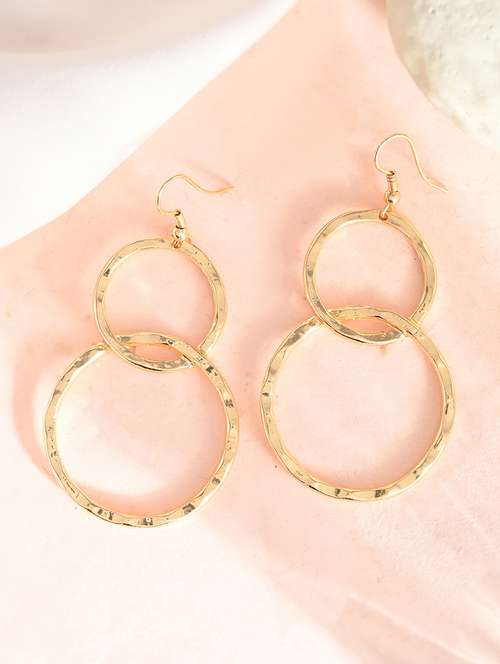 women gold metal drop earrings - 21720282 -  Standard Image - 0