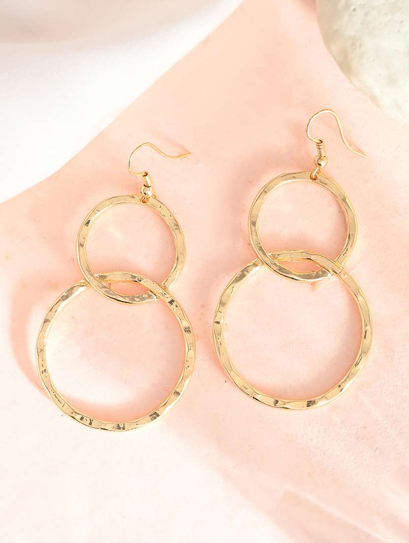 women gold metal drop earrings
