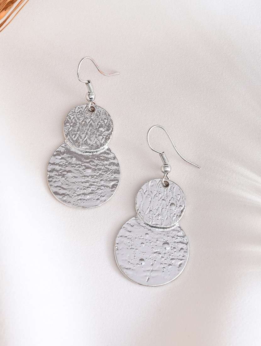women silver metal drop earrings