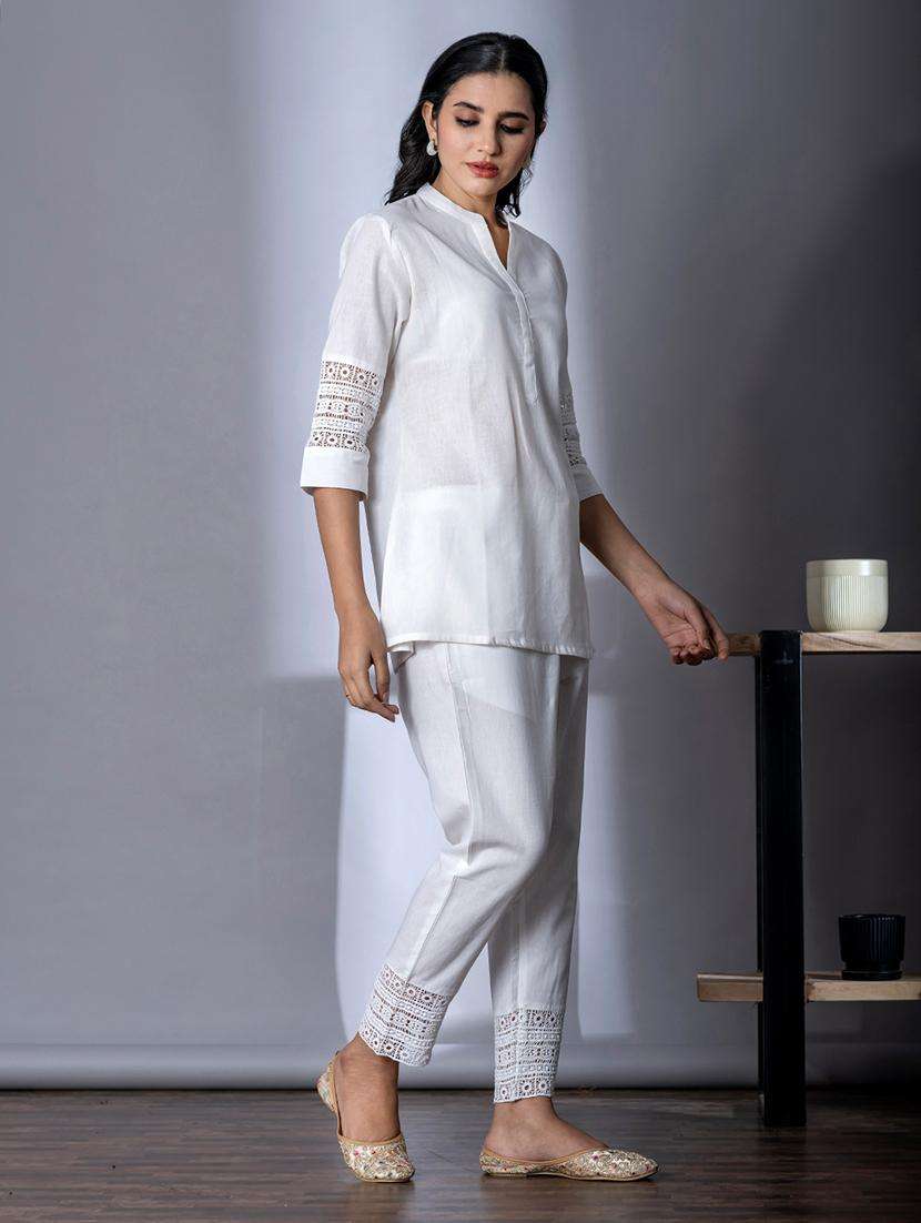 women white solid three quarter sleeve co-ords set - 21720289 -  Standard Image - 3