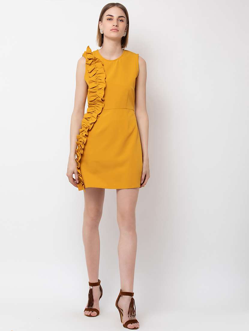 women solid sleeveless a-lien dress