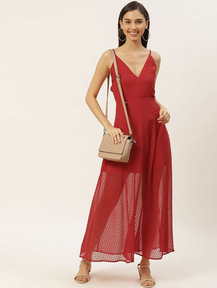 women slef designed shoulder strap a-line dress - 21720327 -  Standard Image - 3