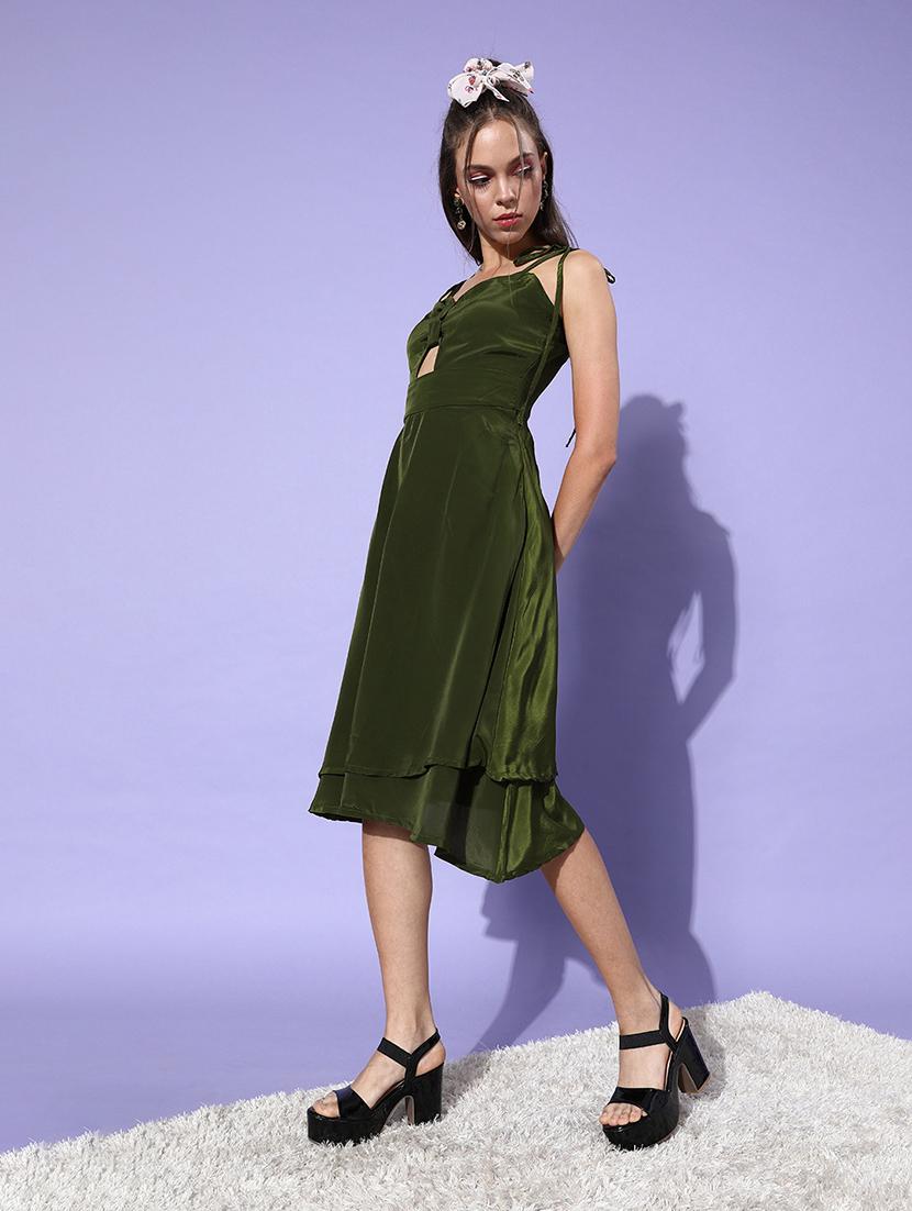 women solid shoulder strap layered dress - 21720357 - Zoom Image - 0
