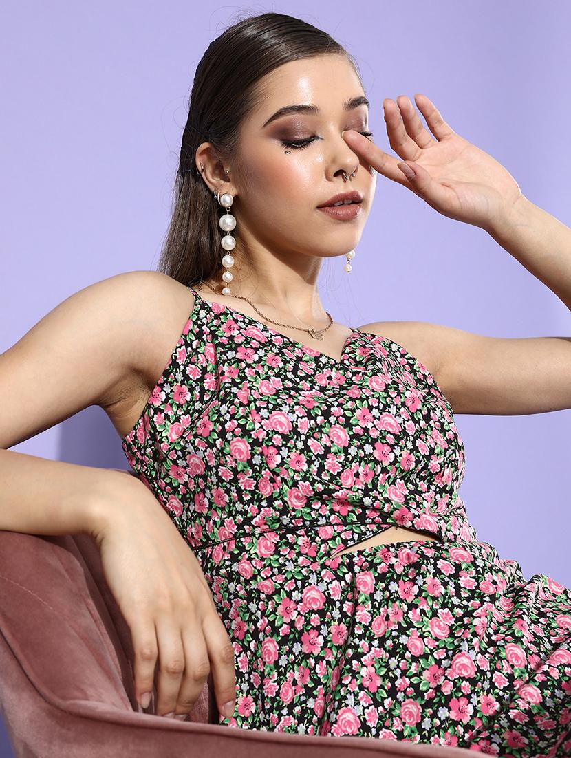 women v-neck floral printed a-line dress - 21720370 - Standard Image - 3