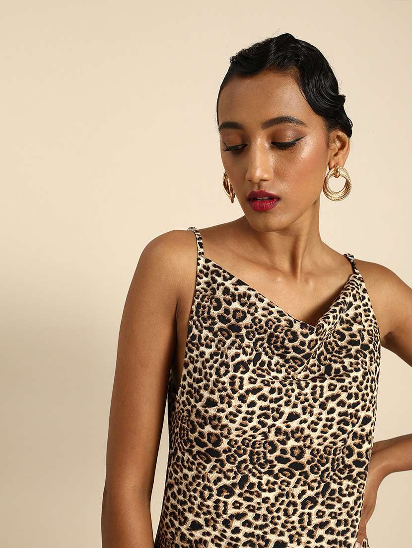 women shoulder strap animal printed a-line dress - 21720401 -  Standard Image - 3