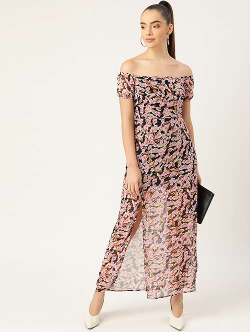 women printed off shoulder dress - 21720407 -  Standard Image - 0
