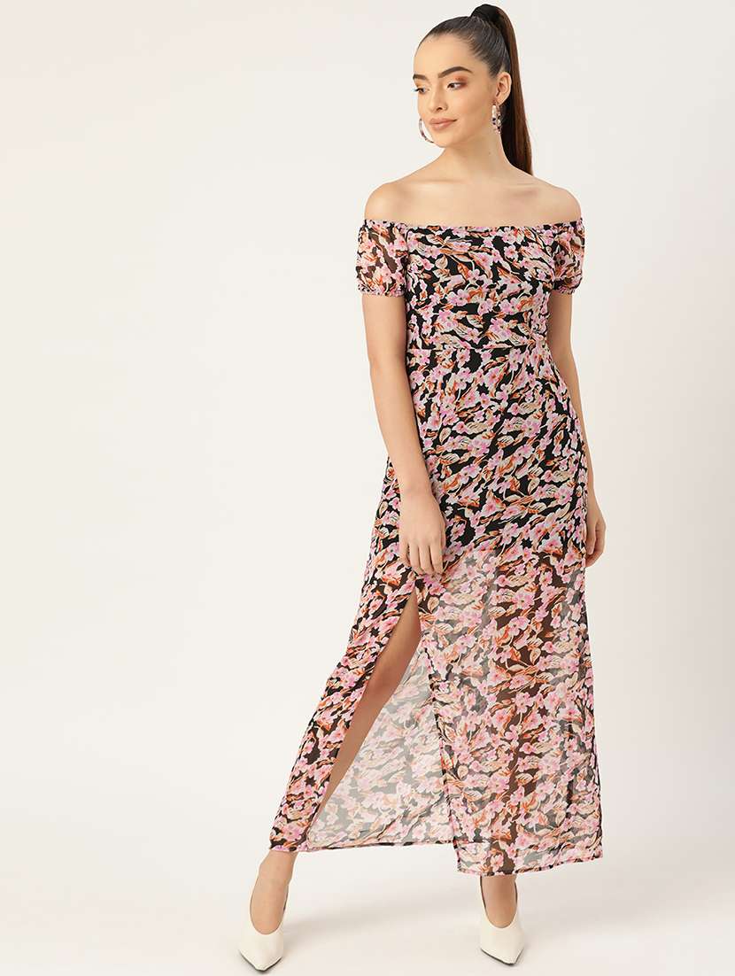 women printed off shoulder dress - 21720407 -  Standard Image - 3