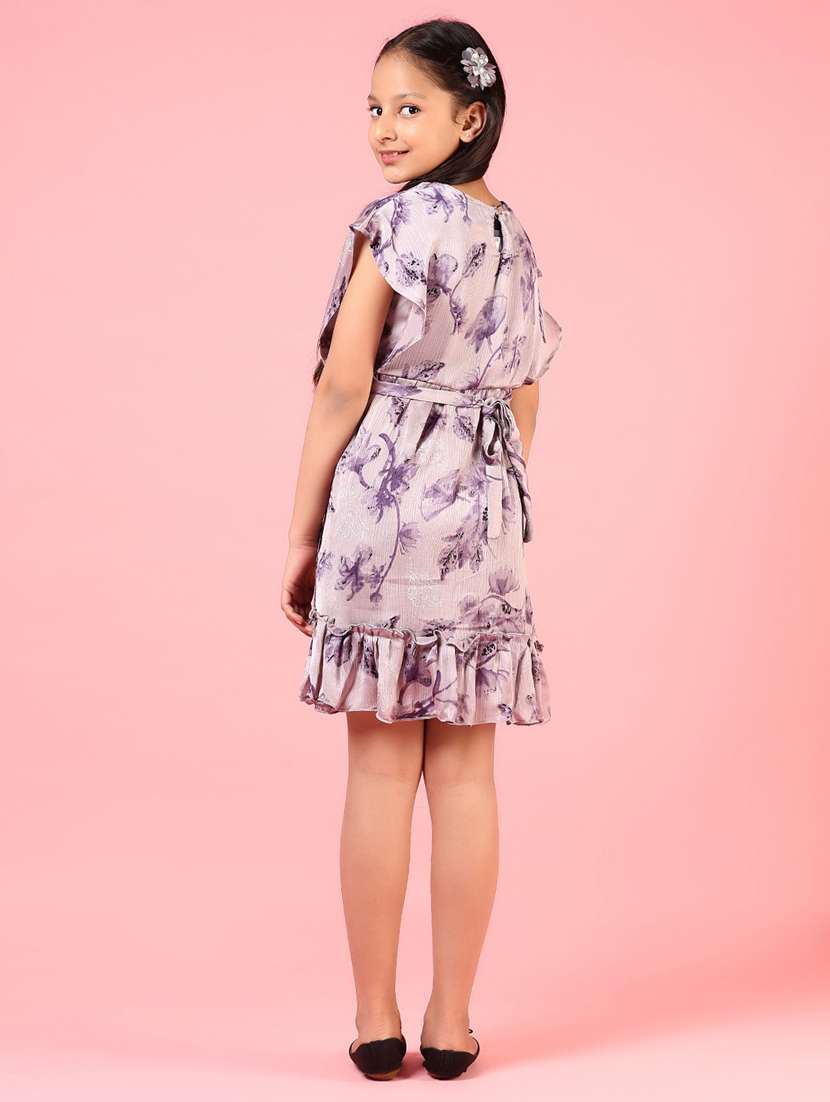 girls floral printed short sleeves tiered dress - 21720439 -  Standard Image - 3