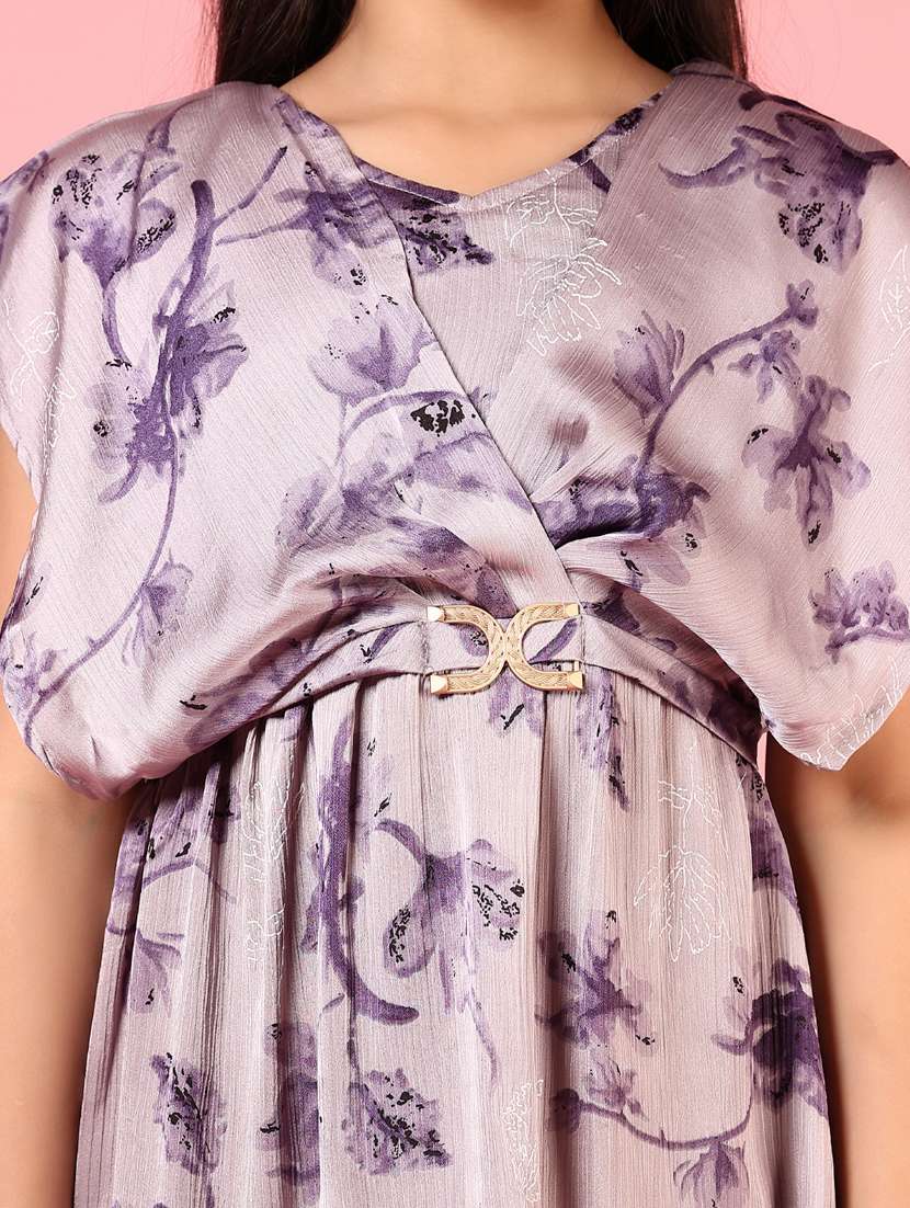 girls floral printed short sleeves tiered dress - 21720439 -  Standard Image - 5