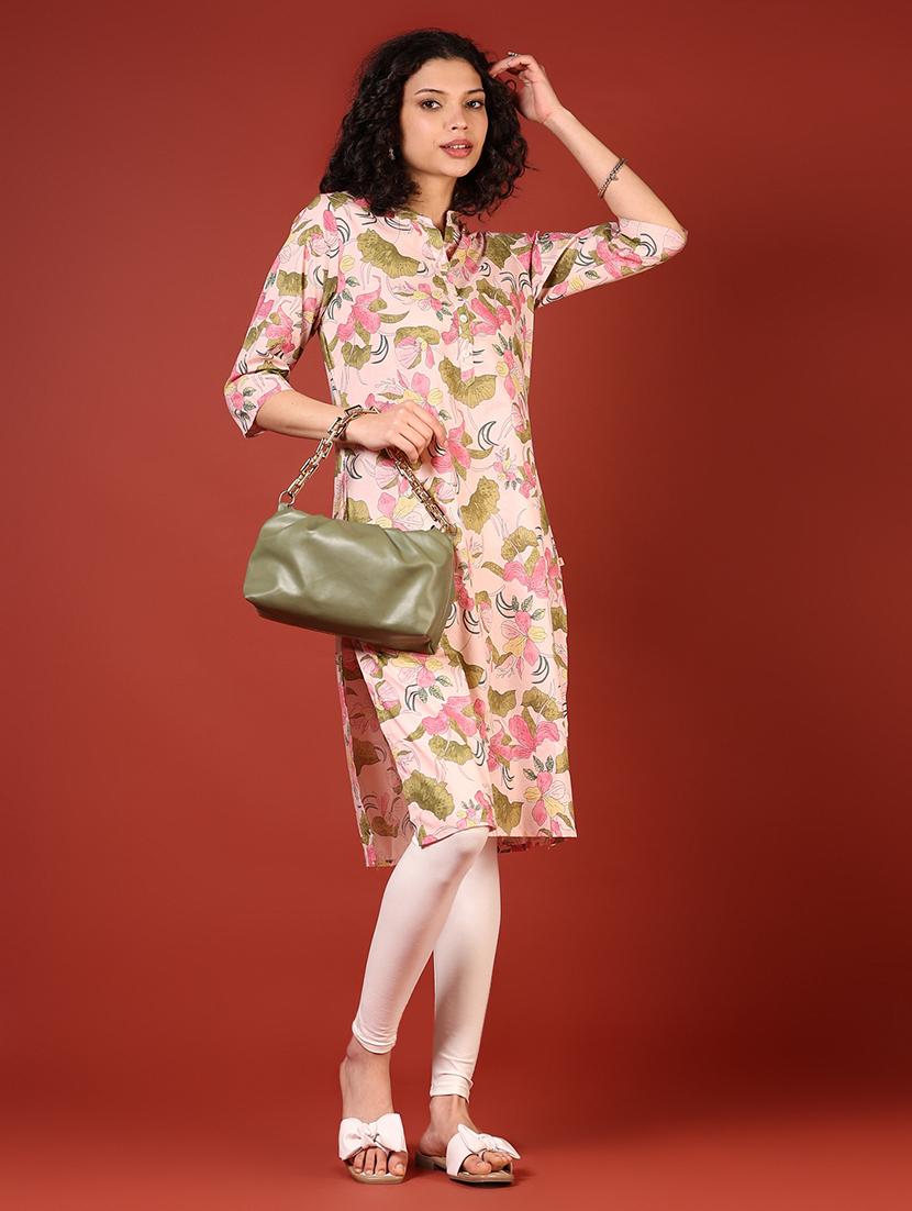 women three quarter sleeves straight kurta - 21720443 - Standard Image - 3