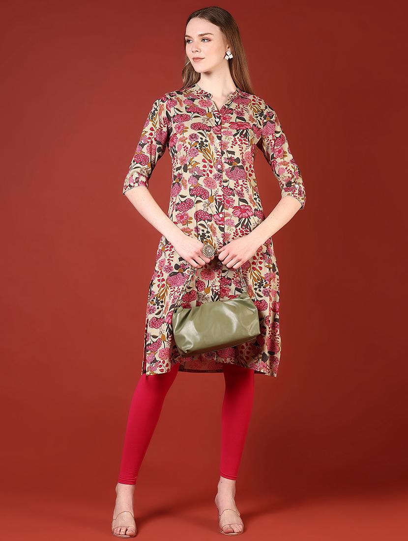 women three quarter sleeves straight kurta - 21720447 - Standard Image - 3