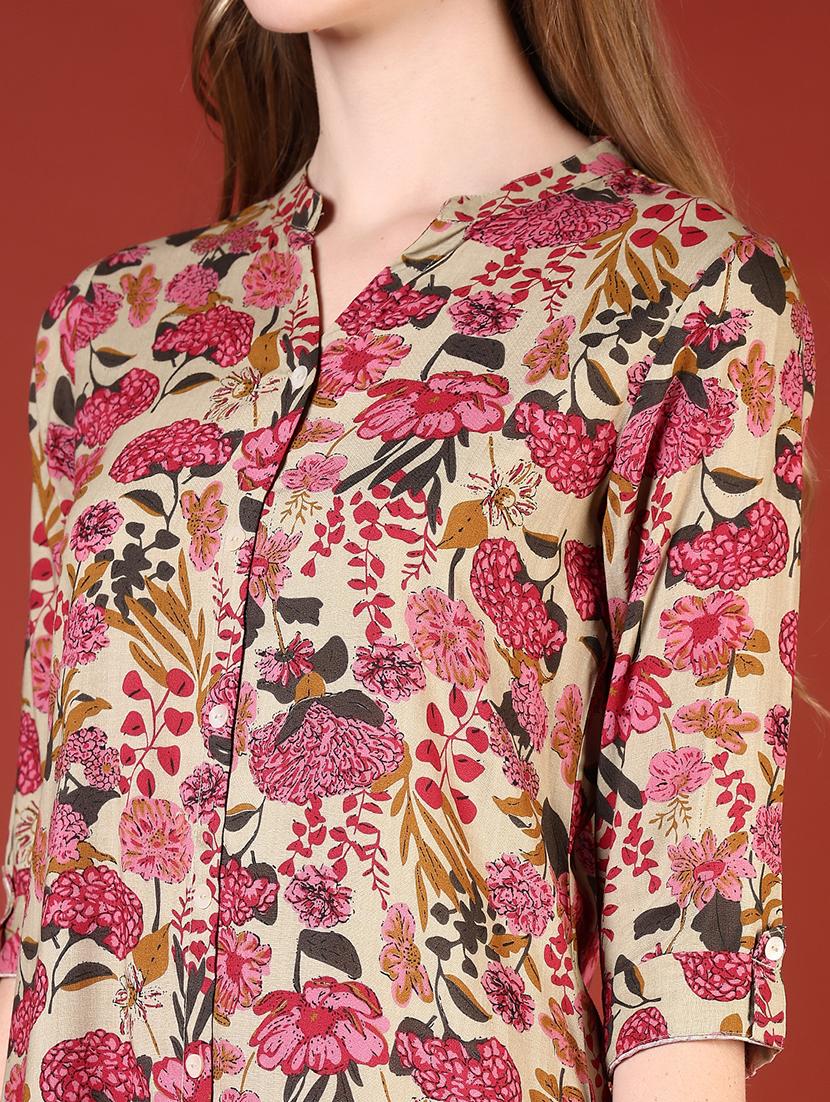 women three quarter sleeves straight kurta - 21720447 - Standard Image - 5