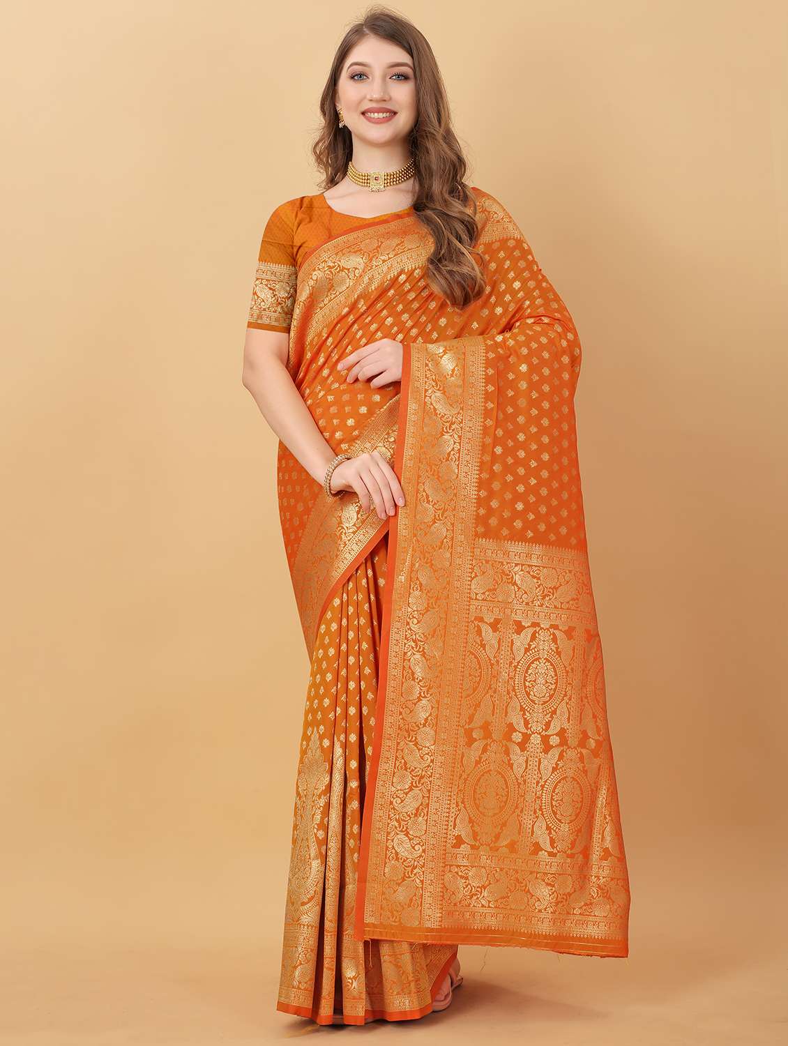 women self design zari work kanjivaram saree with blouse - 21720671 -  Zoom Image - 0