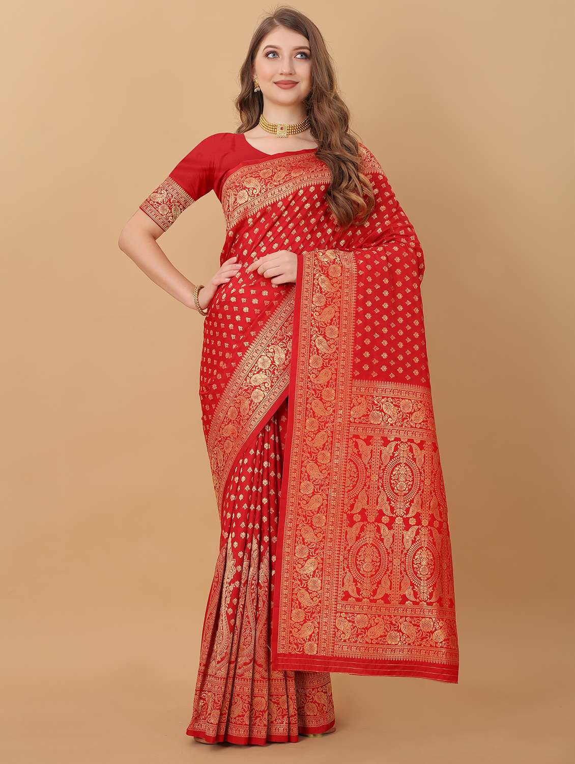 women self design zari work kanjivaram saree with blouse - 21720674 - Zoom Image - 0