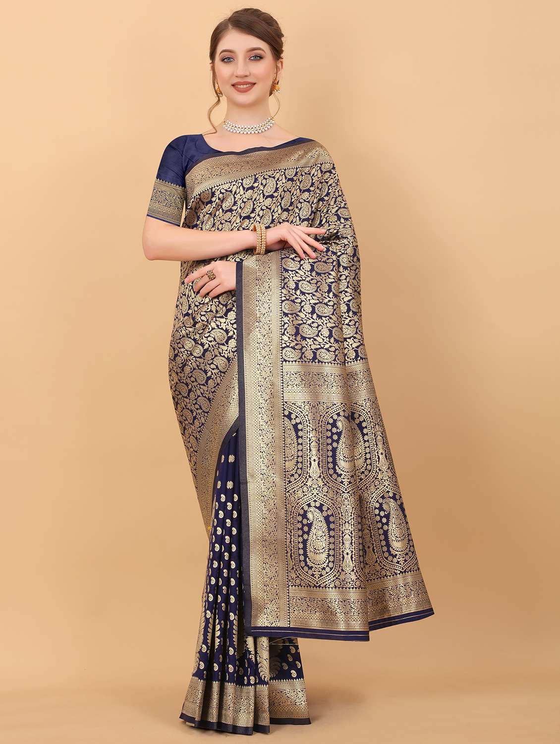 women self design zari work kanjivaram saree with blouse - 21720678 - Zoom Image - 0
