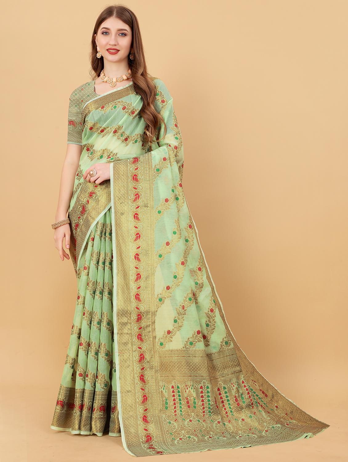 women self design banarasi silk saree with blouse - 21720693 -  Zoom Image - 0