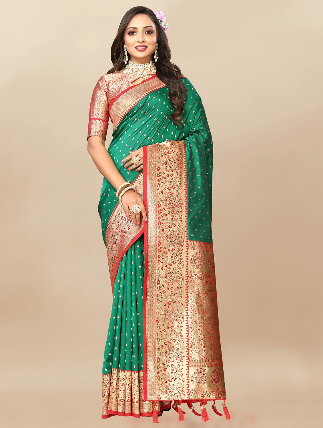 women self design zari work kanjivaram saree with blouse - 21720755 - Zoom Image - 0
