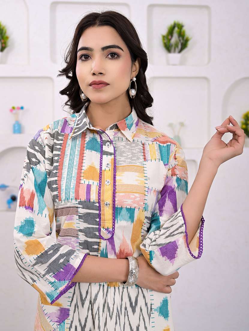 women printed three quarter sleeve straight kurta - 21720806 -  Standard Image - 5