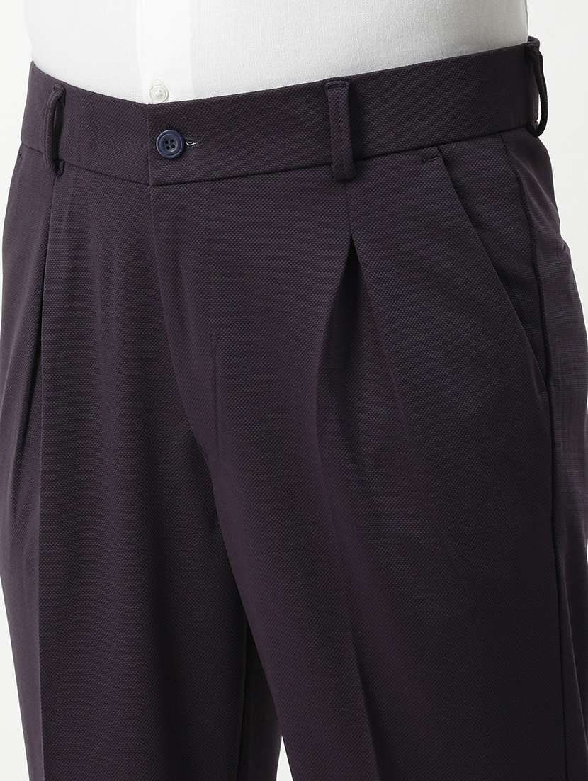 men mid rise solid pleated formal trouser - 21720892 -  Standard Image - 5