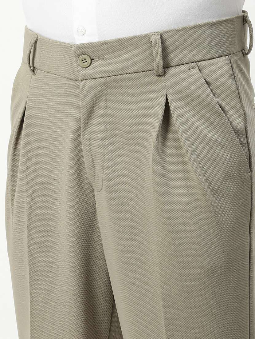men mid rise solid pleated formal trouser - 21720894 - Standard Image - 5