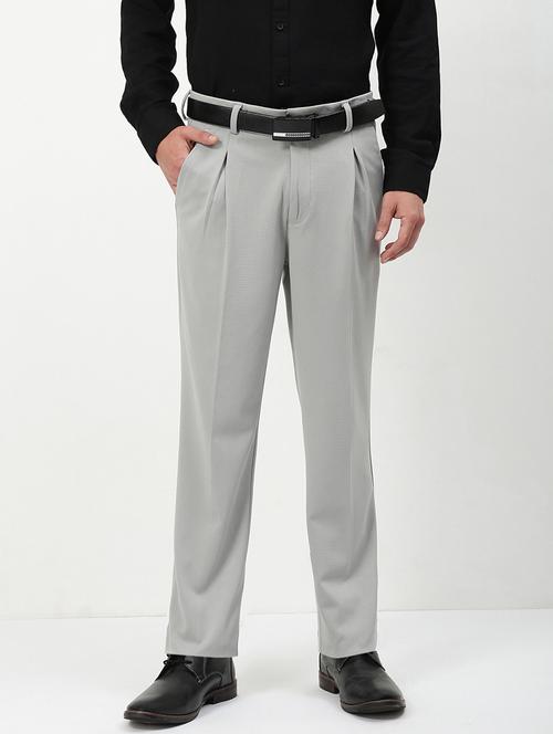 men mid rise solid pleated formal trouser - 21720895 - Standard Image - 0