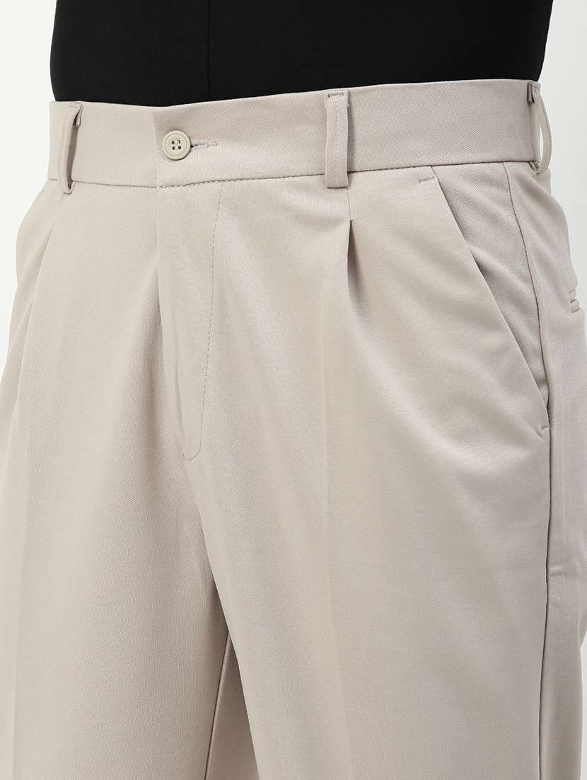 men mid rise solid pleated formal trouser - 21720902 -  Standard Image - 5