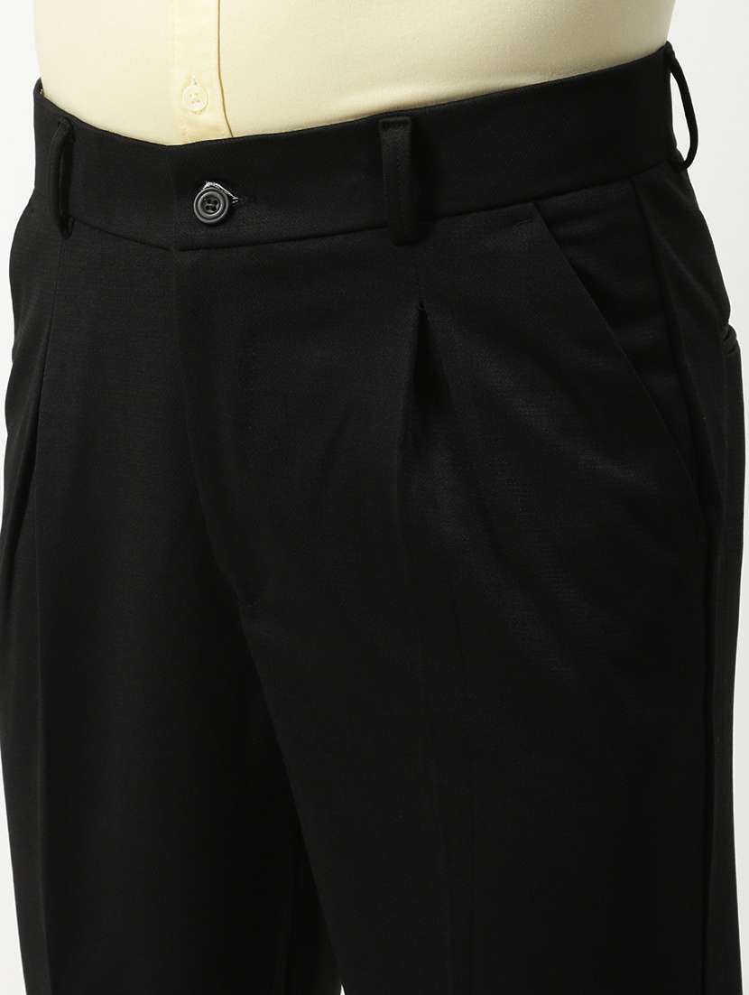 men mid rise solid pleated formal trouser - 21720904 -  Standard Image - 5