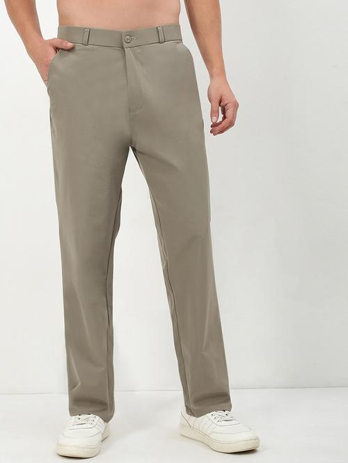 men low rise solid flat front casual trouser - 21720908 -  Standard Image - 0