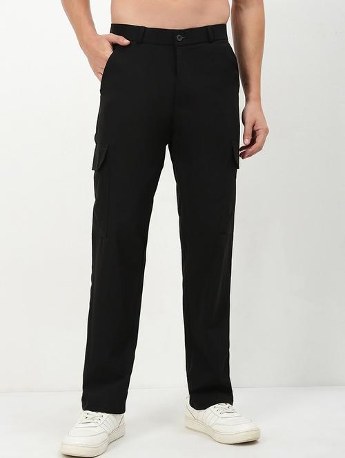 men low rise solid flat front casual trouser - 21720909 - Standard Image - 0