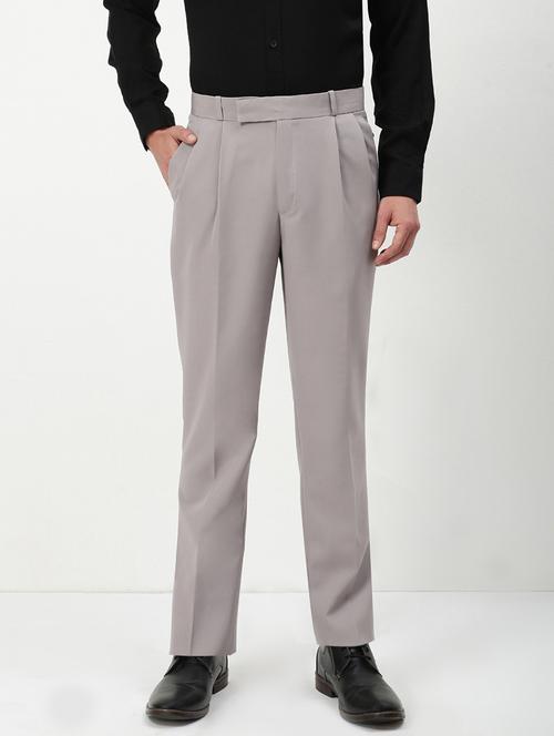 men mid rise solid pleated formal trouser - 21720913 - Standard Image - 0