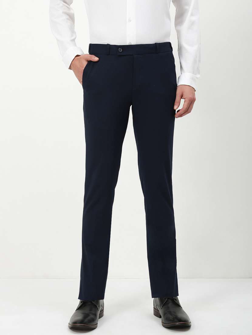 men mid rise solid flat front formal trouser