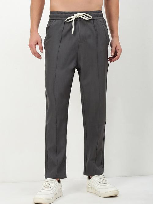 men low rise solid ankle length track pant - 21720923 - Standard Image - 0