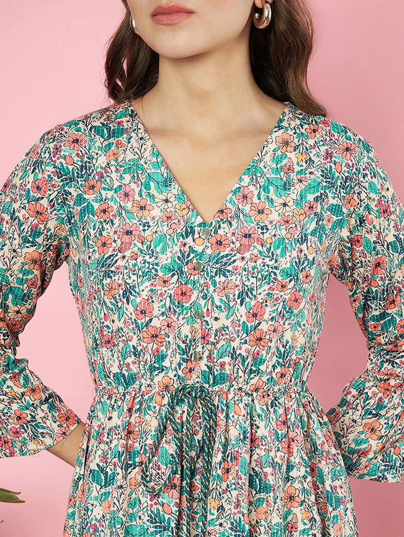 women floral print tiered calf length dress - 21720962 - Standard Image - 5