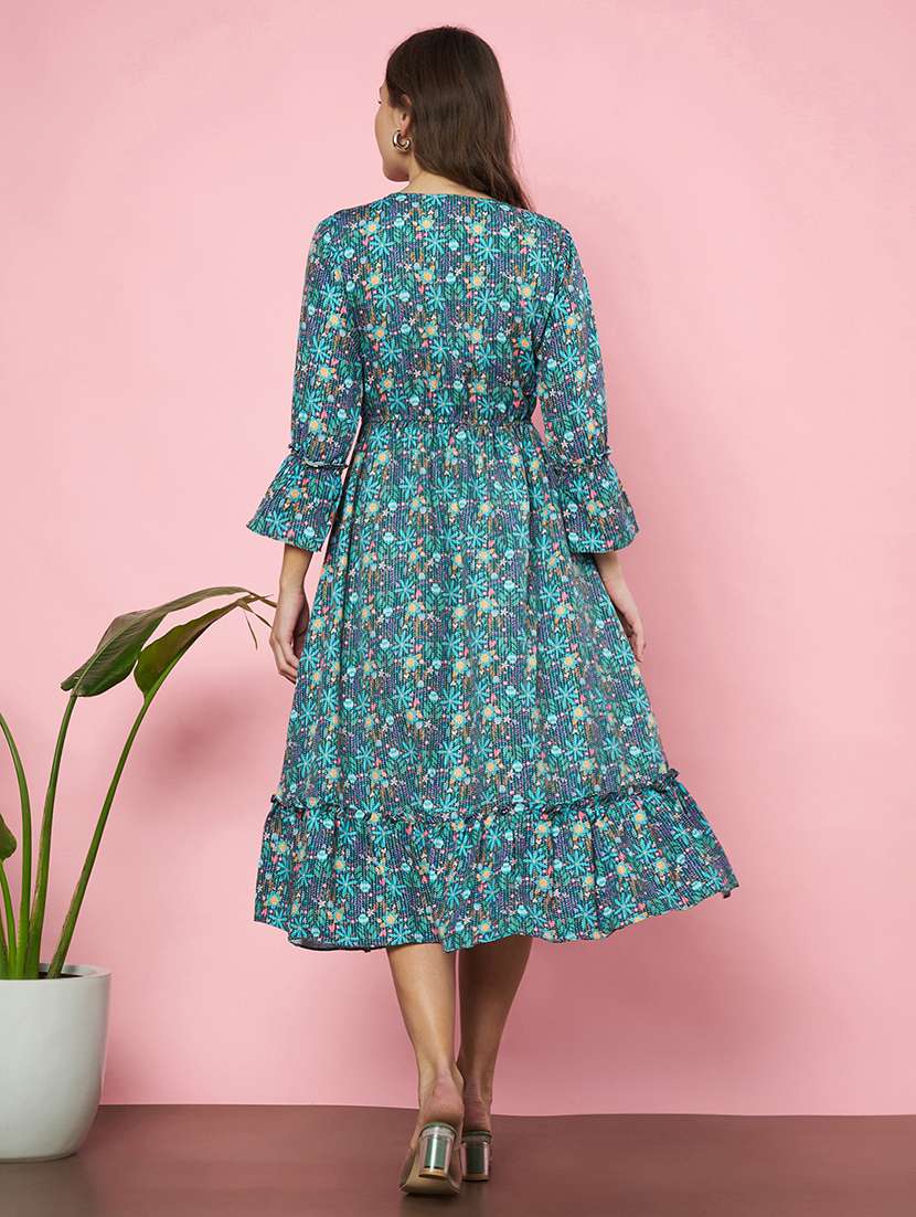 women printed claf length tiered dress - 21720963 - Standard Image - 3