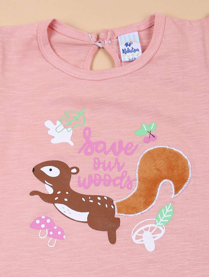 girls printed t-shirt & shorts casual wear sets - 21720978 - Standard Image - 3