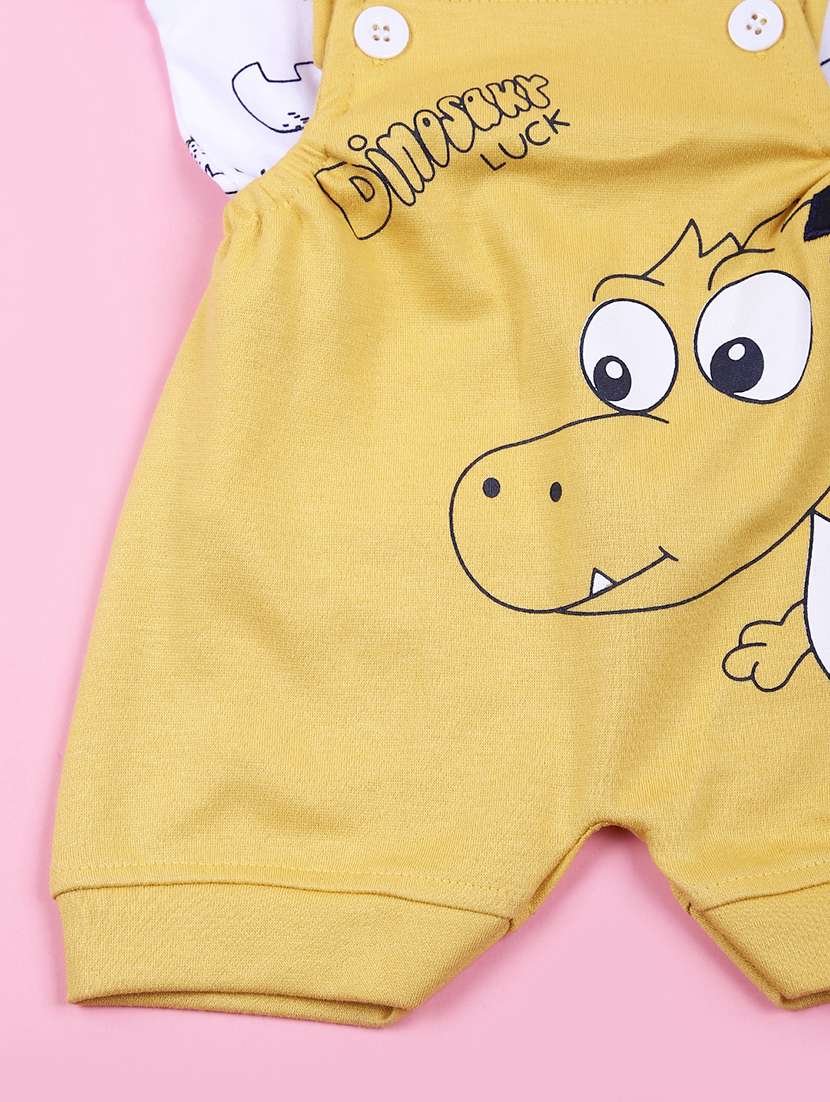 boys printed t-shirt & dungree casual wear sets - 21720985 - Standard Image - 3