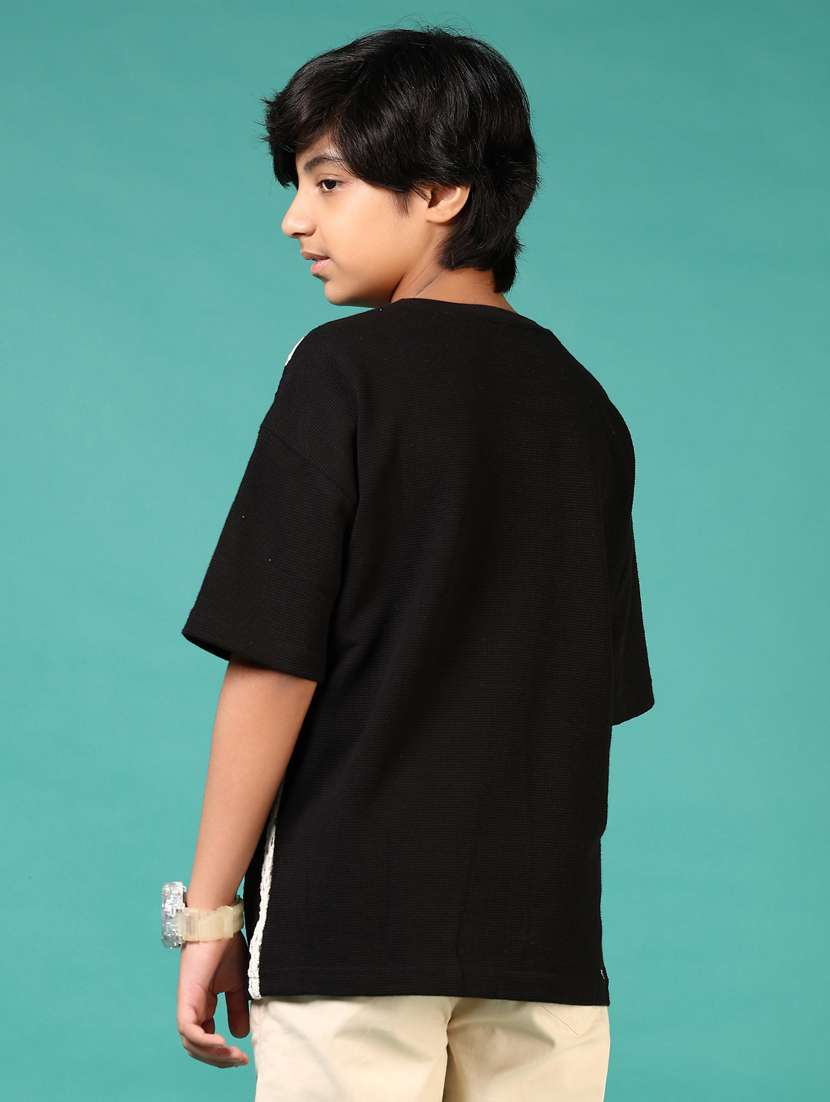 boys black & white striped short sleeve t-shirt - 21721011 -  Standard Image - 3