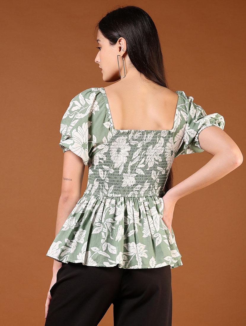 women green floral printed puff sleeve top - 21721053 - Standard Image - 3