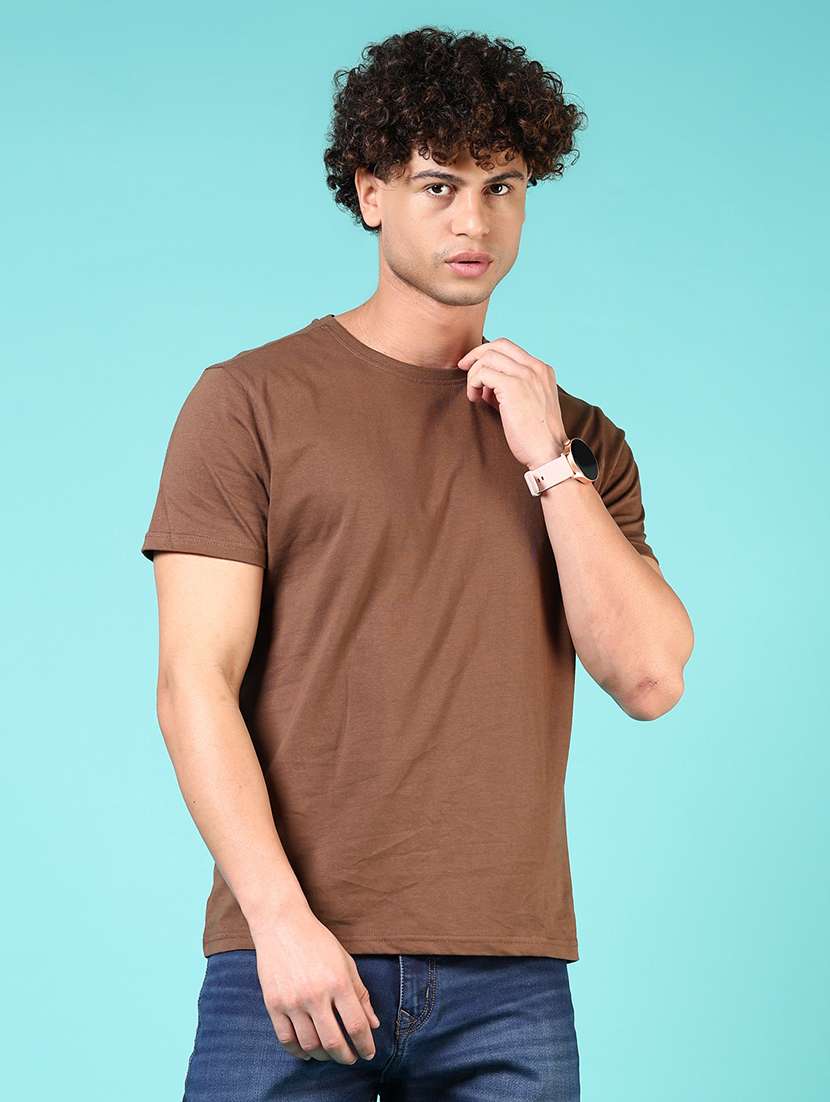 men solid short sleeve regular fit t-shirt