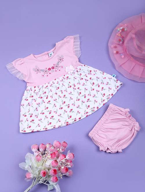 girls printed frock with bloomer - 21721067 - Standard Image - 0