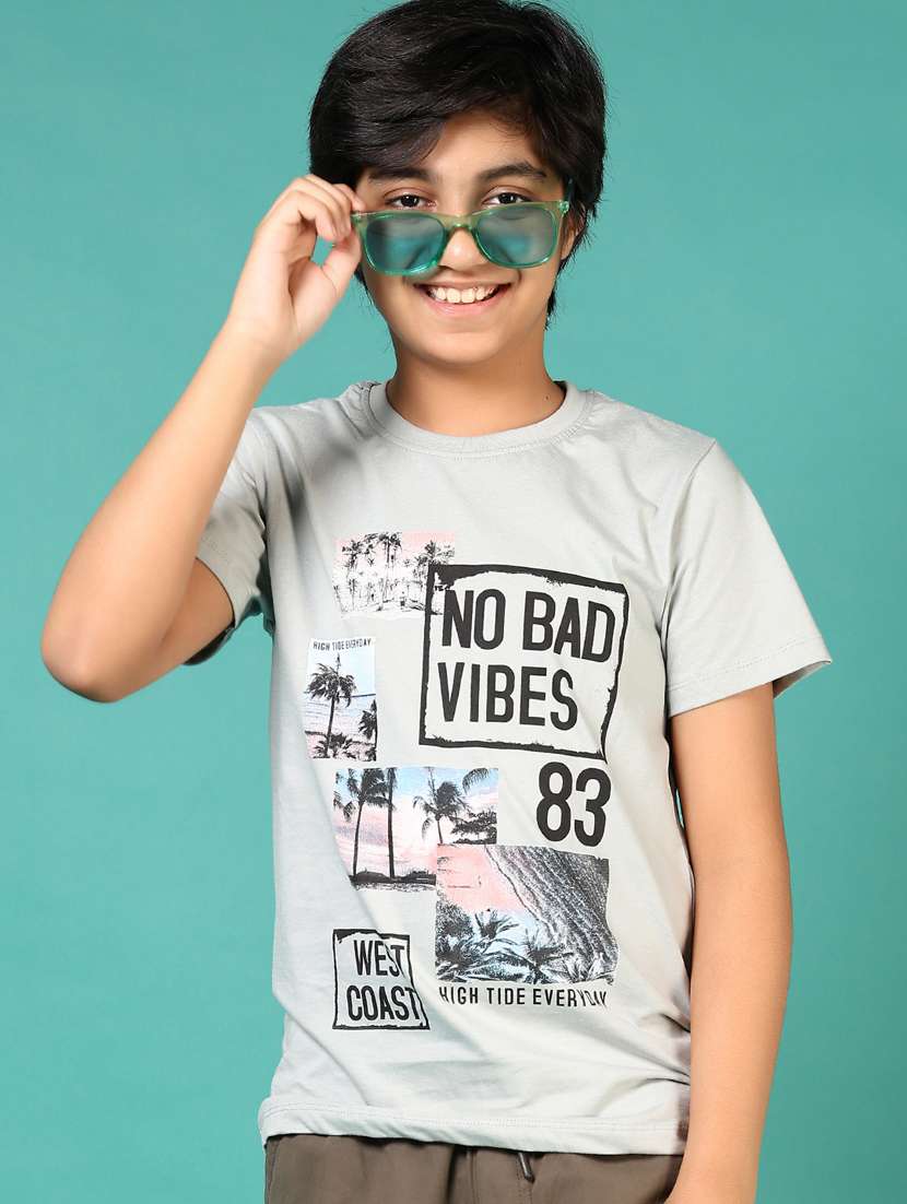 boys grey front print short sleeve t-shirt - 21721082 - Zoom Image - 0