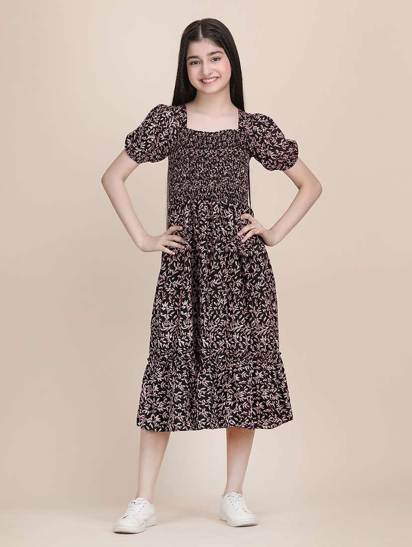 women printed puff sleeves tiered dress - 21721189 - Zoom Image - 0