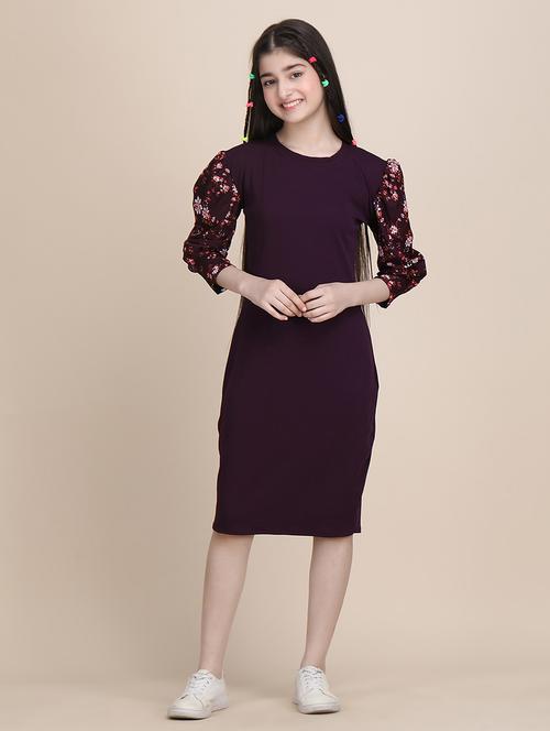 girls solid round neck sheath dress - 21721210 -  Standard Image - 0