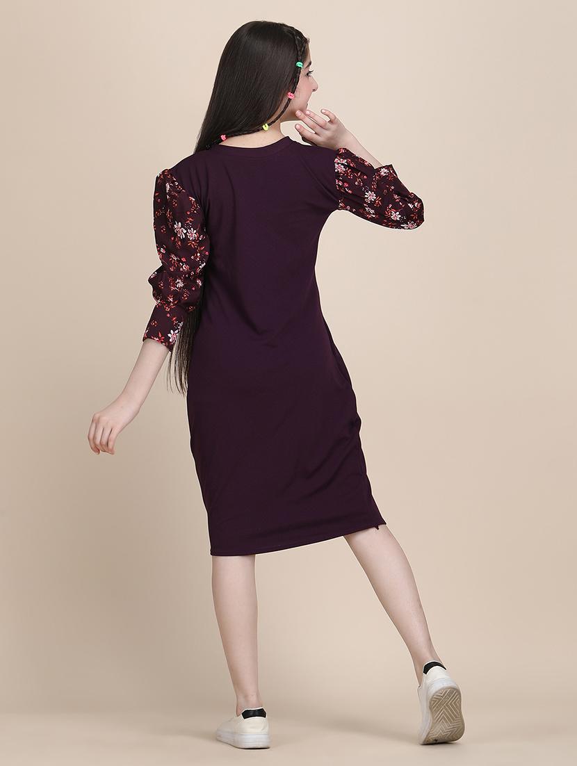 girls solid round neck sheath dress - 21721210 - Standard Image - 5